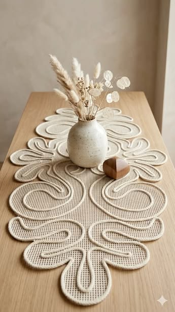Decorative ivory table runner