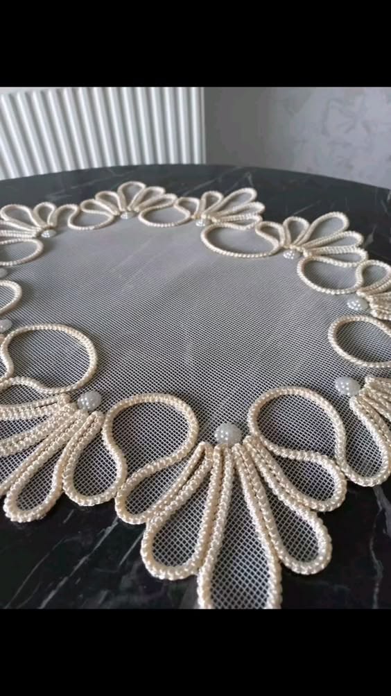 Ivory floral mesh placemat