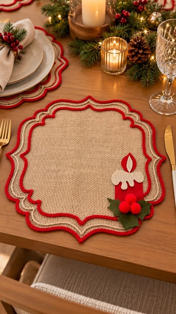 Christmas placemat with red edging